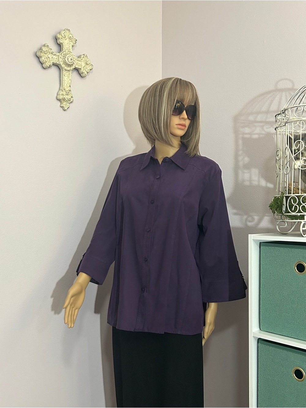 dressbarn Purple Button-Down Blouse